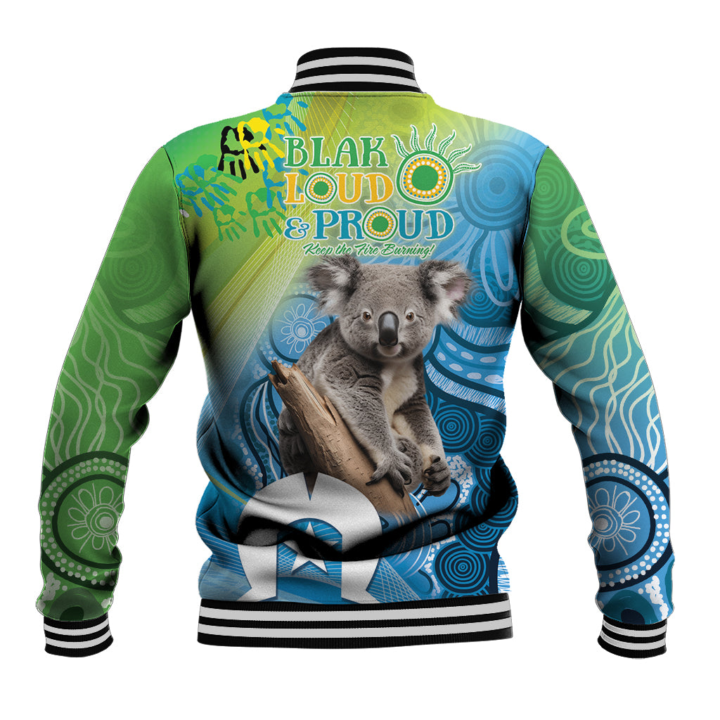 Vivid Minimal Koala NAIDOC 2024 Baseball Jacket Aboriginal Art Style