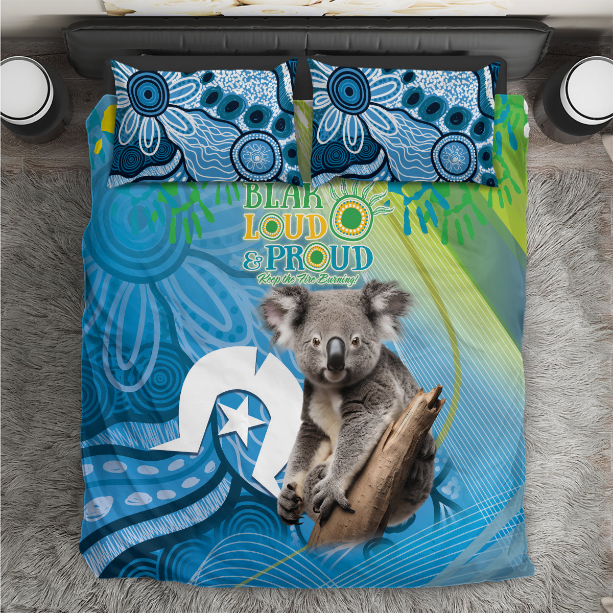 Vivid Minimal Koala NAIDOC 2024 Bedding Set Aboriginal Art Style