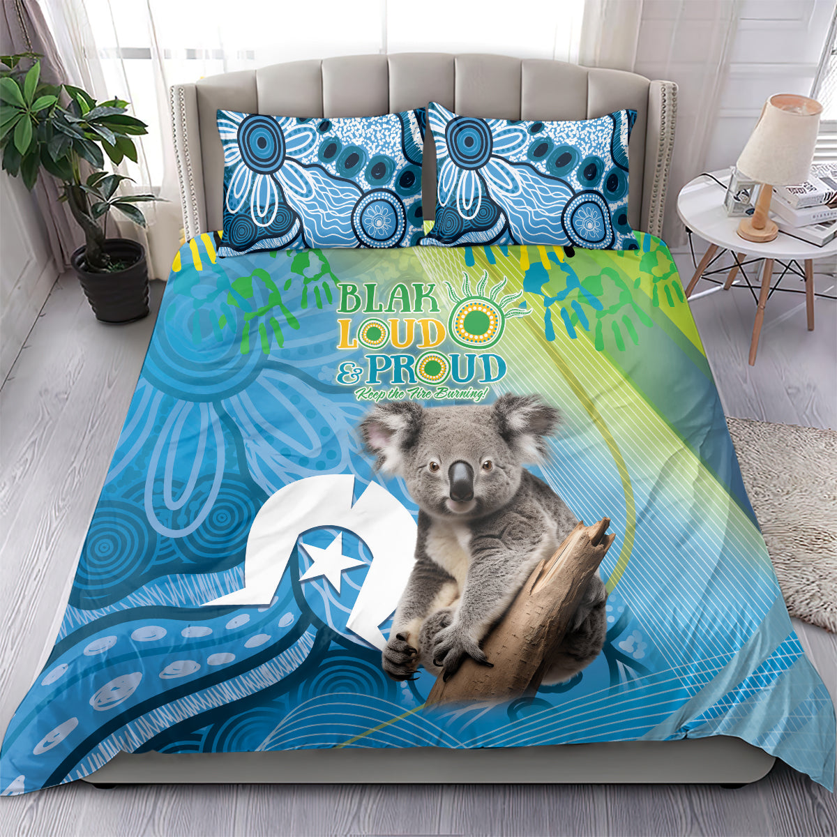 Vivid Minimal Koala NAIDOC 2024 Bedding Set Aboriginal Art Style