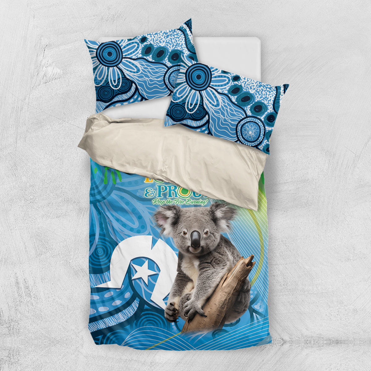 Vivid Minimal Koala NAIDOC 2024 Bedding Set Aboriginal Art Style