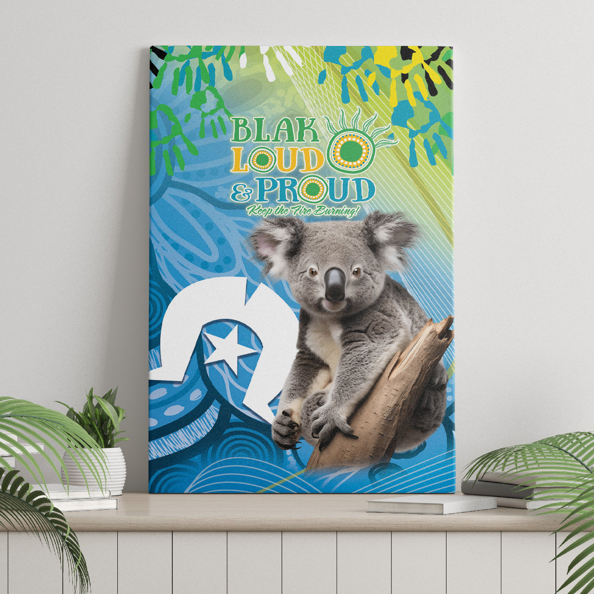 Vivid Minimal Koala NAIDOC 2024 Canvas Wall Art Aboriginal Art Style