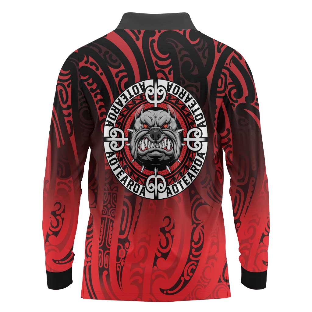 Aotearoa Bulldog Long Sleeve Polo Shirt New Zealand Kowhaiwhai Tribal