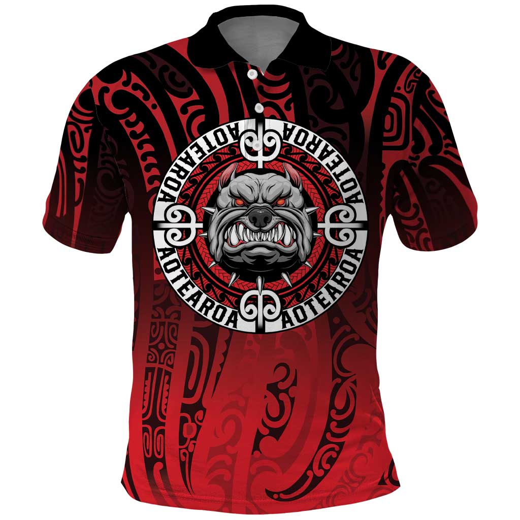 Aotearoa Bulldog Polo Shirt New Zealand Kowhaiwhai Tribal