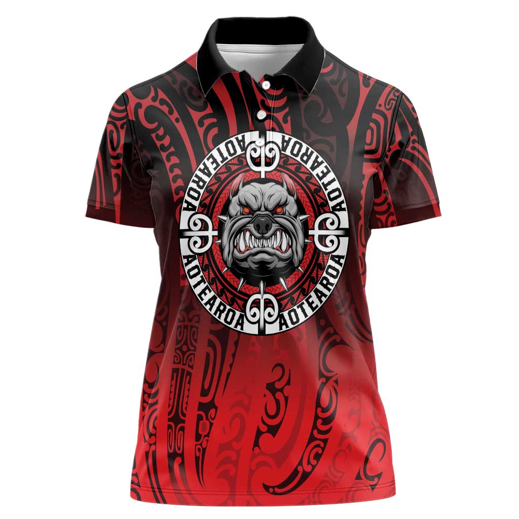 Aotearoa Bulldog Women Polo Shirt New Zealand Kowhaiwhai Tribal