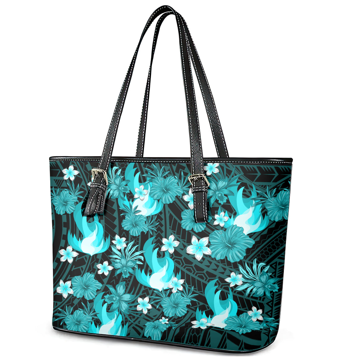 australian-heat-cricket-leather-tote-bag-baeuty-pacific-hibiscus-and-polynesian-pattern