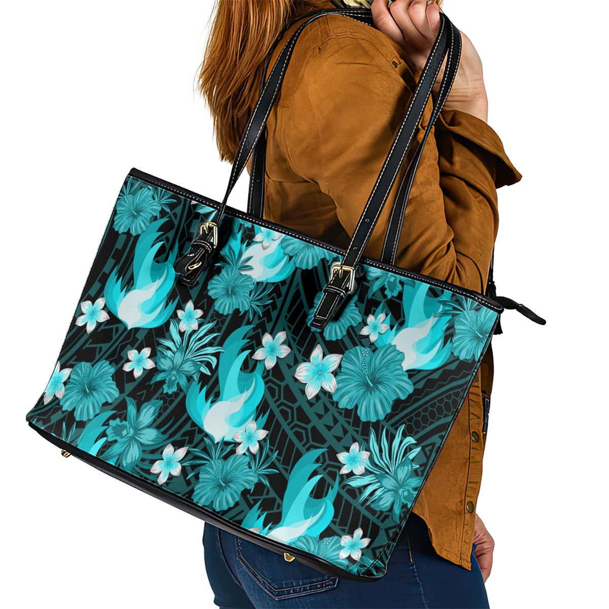 australian-heat-cricket-leather-tote-bag-baeuty-pacific-hibiscus-and-polynesian-pattern