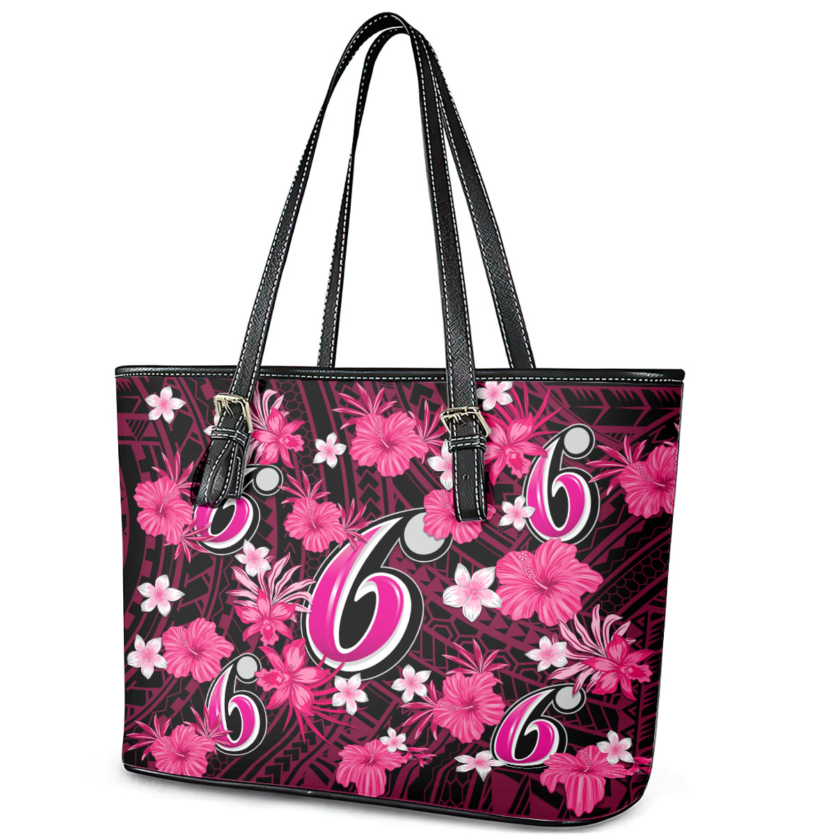 australian-sixers-cricket-leather-tote-bag-baeuty-pacific-hibiscus-and-polynesian-pattern