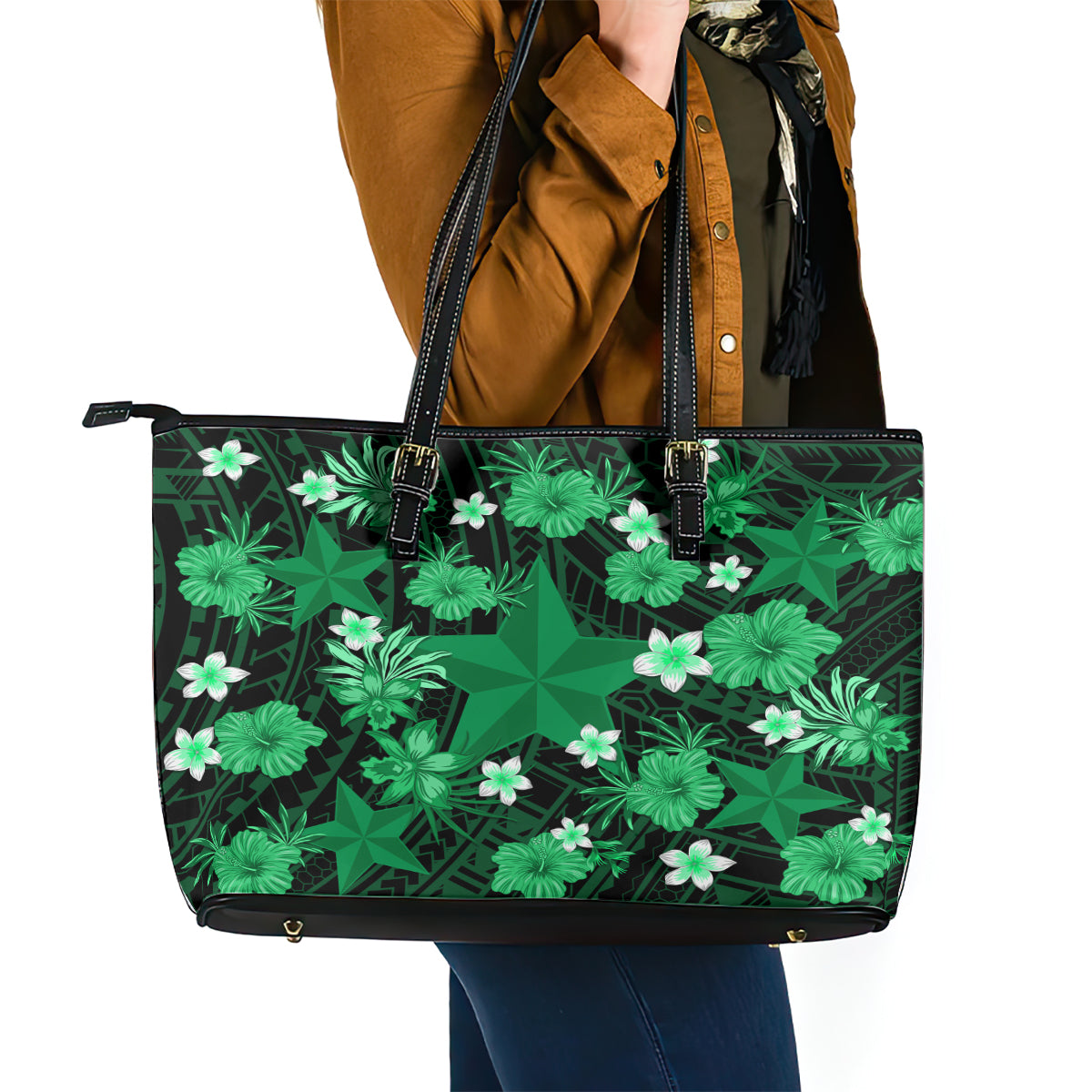 australian-stars-cricket-leather-tote-bag-baeuty-pacific-hibiscus-and-polynesian-pattern