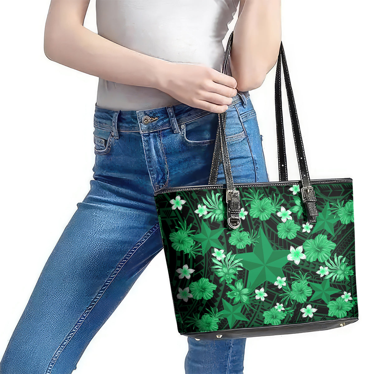 australian-stars-cricket-leather-tote-bag-baeuty-pacific-hibiscus-and-polynesian-pattern