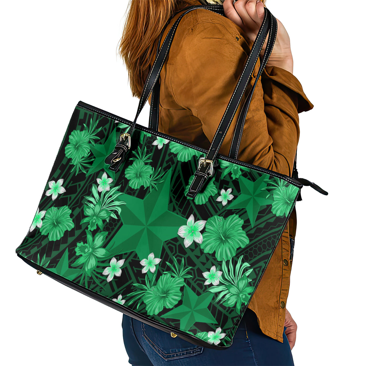 australian-stars-cricket-leather-tote-bag-baeuty-pacific-hibiscus-and-polynesian-pattern