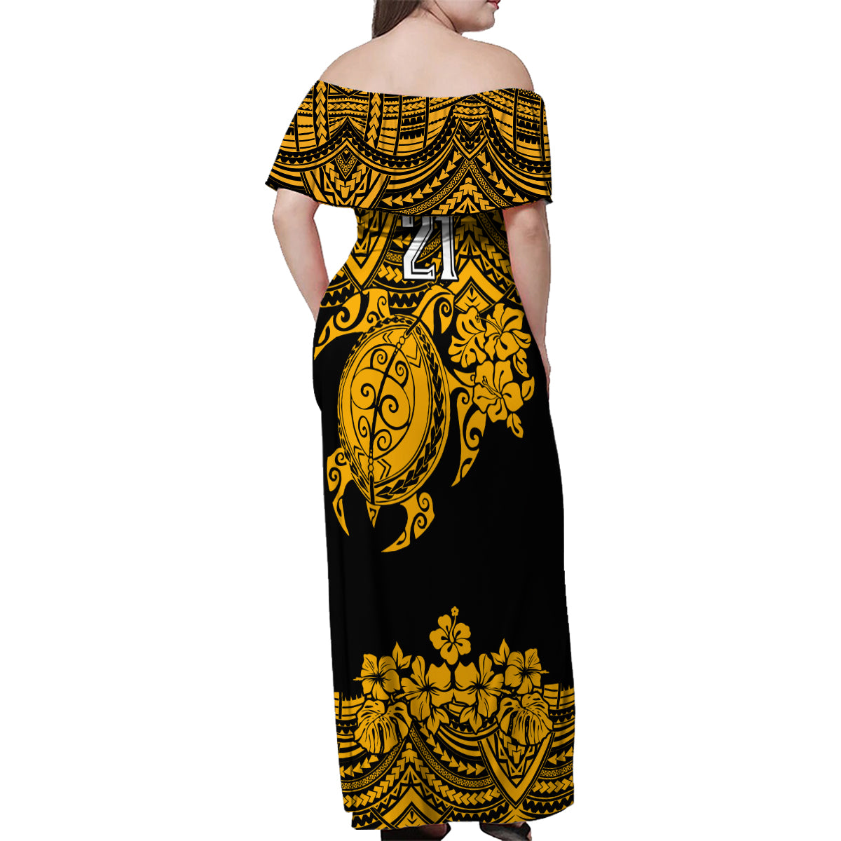 custom-australia-matildas-family-matching-off-shoulder-maxi-dress-and-hawaiian-shirt-hibiscus-and-turtle-with-polynesian-pattern