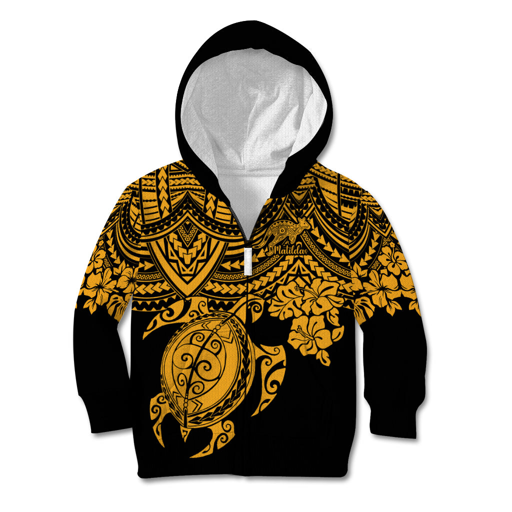 custom-australia-matildas-kid-hoodie-hibiscus-and-turtle-with-polynesian-pattern