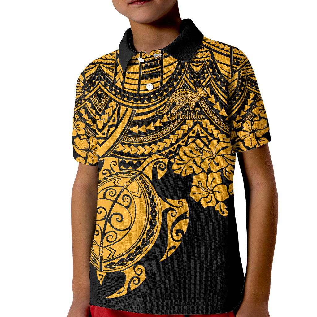 custom-australia-matildas-kid-polo-shirt-hibiscus-and-turtle-with-polynesian-pattern