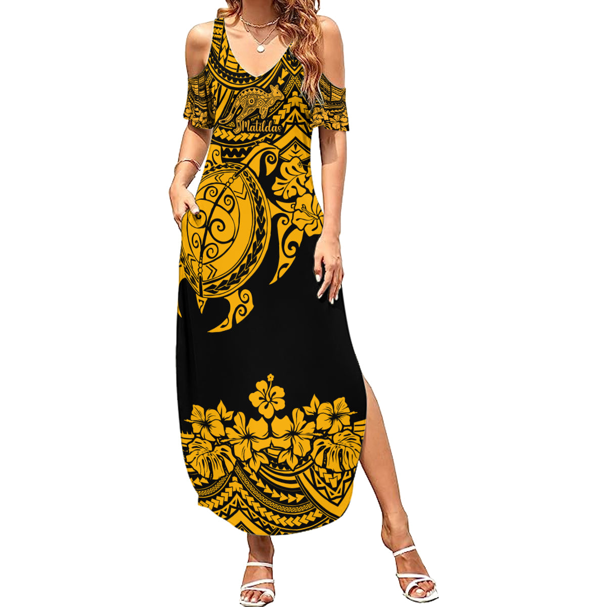 custom-australia-matildas-summer-maxi-dress-hibiscus-and-turtle-with-polynesian-pattern