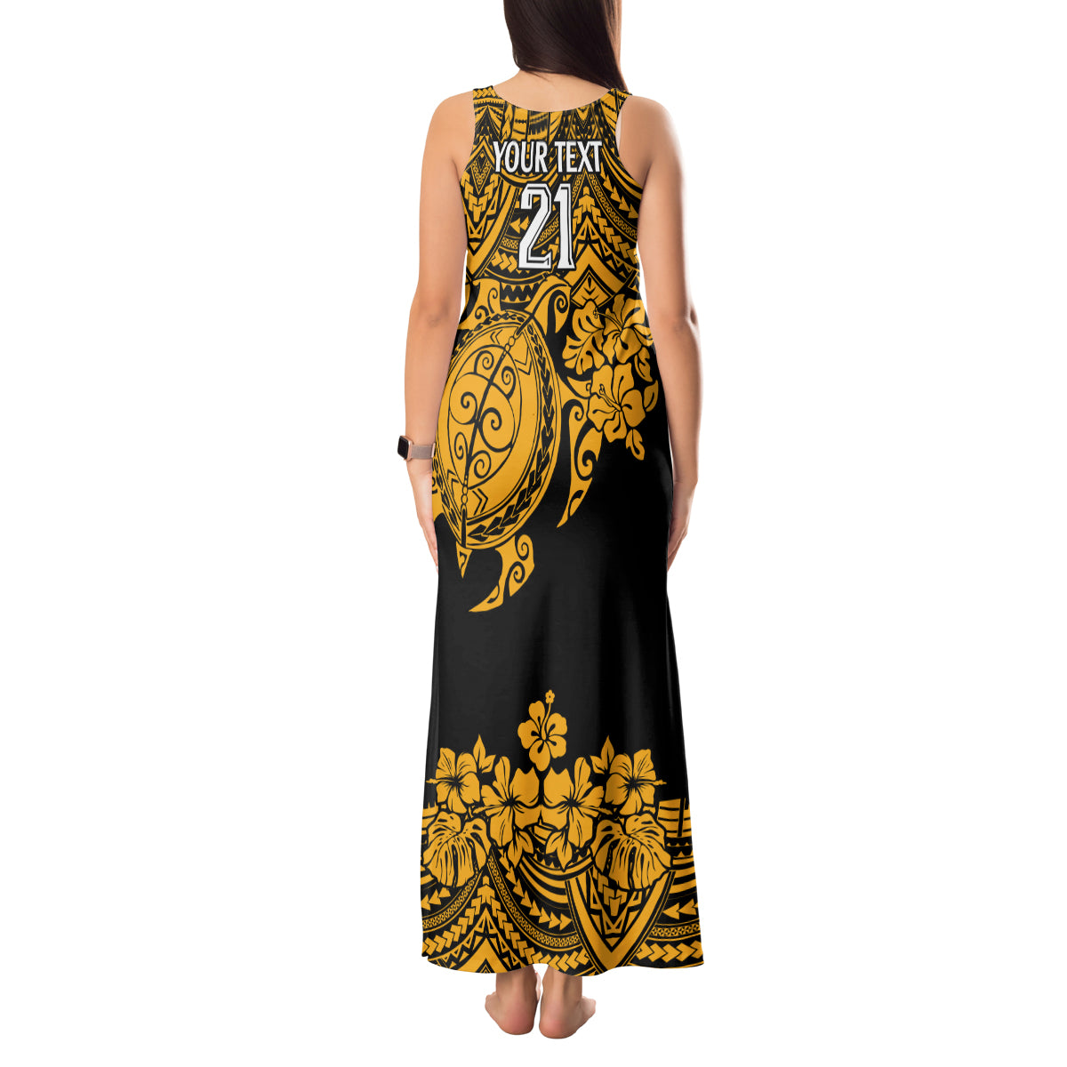 custom-australia-matildas-tank-maxi-dress-hibiscus-and-turtle-with-polynesian-pattern