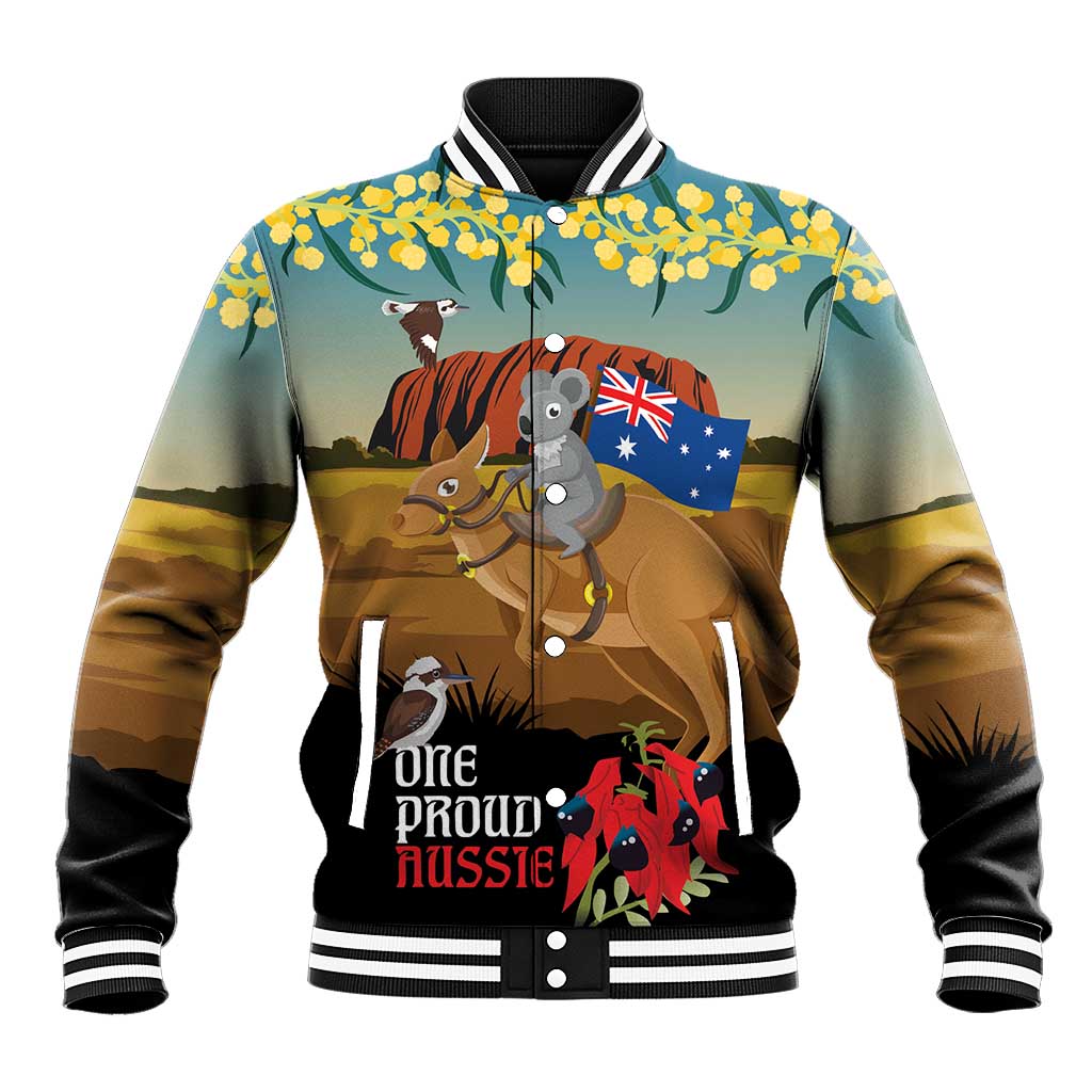 26 January One Proud Aussie Baseball Jacket Kangaroo and Koala Happy Australia Day