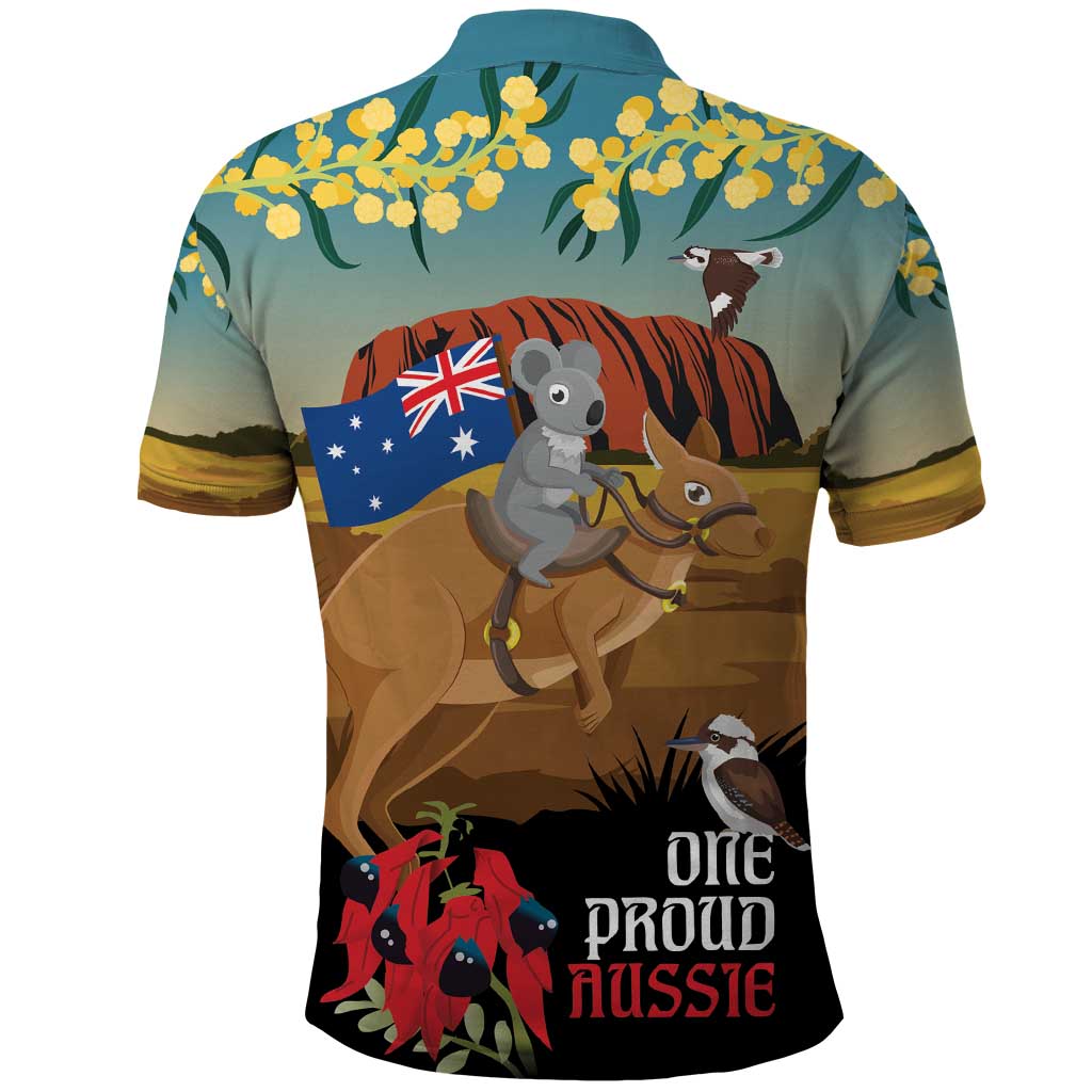 26 January One Proud Aussie Polo Shirt Kangaroo and Koala Happy Australia Day