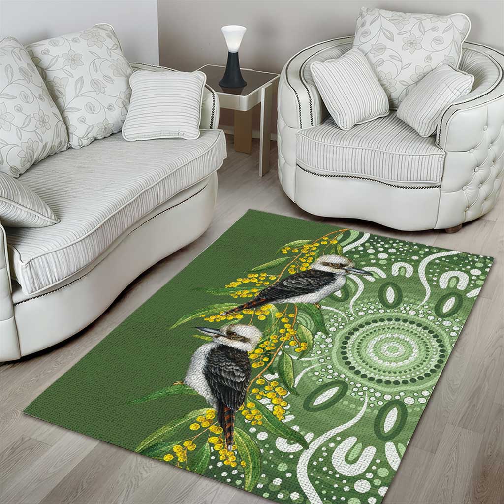 Aussie Kokaburra Golden Wattle Area Rug Aboriginal with National Color