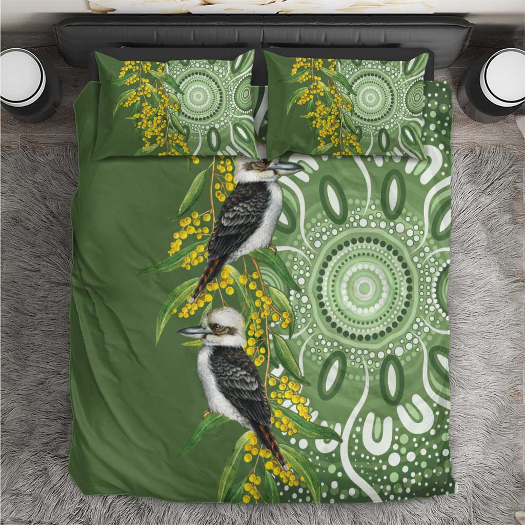 Aussie Kokaburra Golden Wattle Bedding Set Aboriginal with National Color