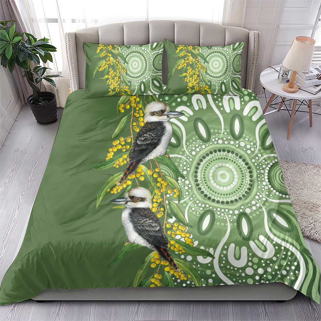 Aussie Kokaburra Golden Wattle Bedding Set Aboriginal with National Color