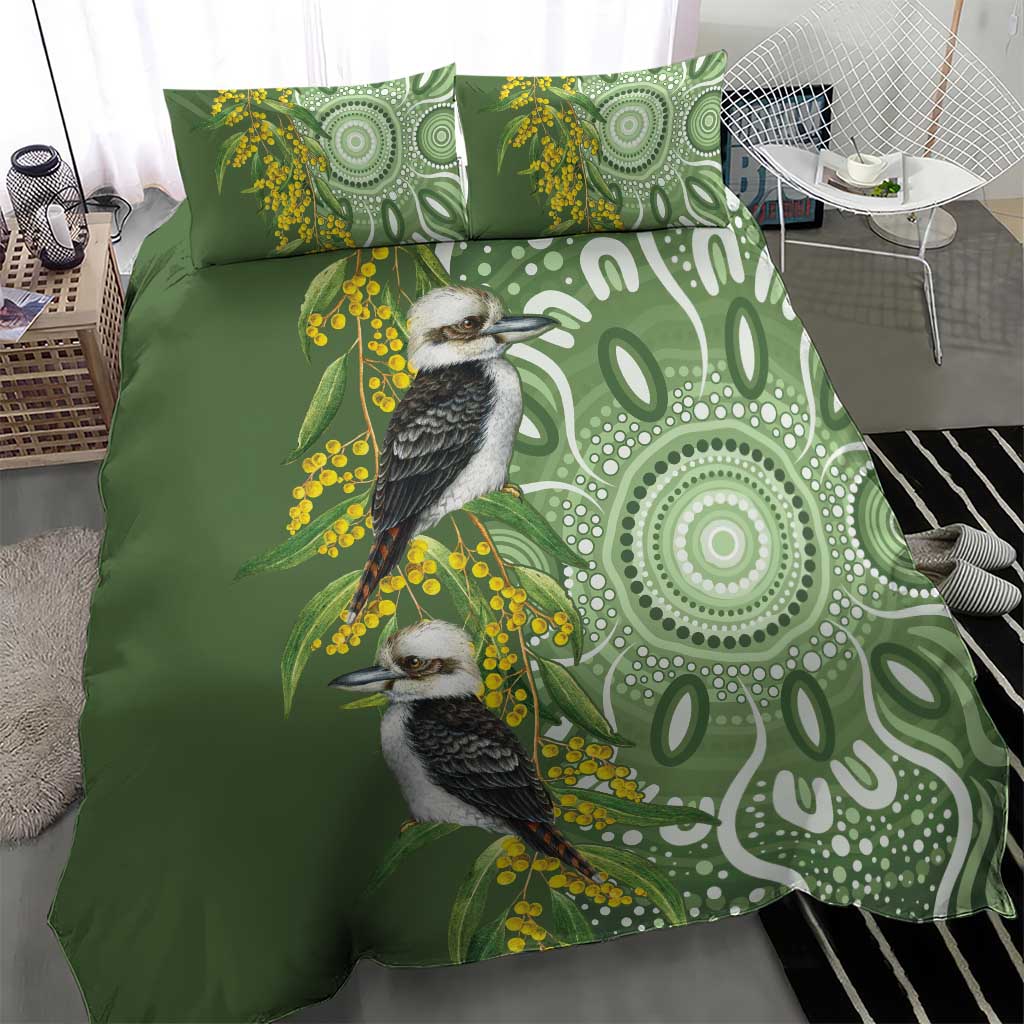 Aussie Kokaburra Golden Wattle Bedding Set Aboriginal with National Color