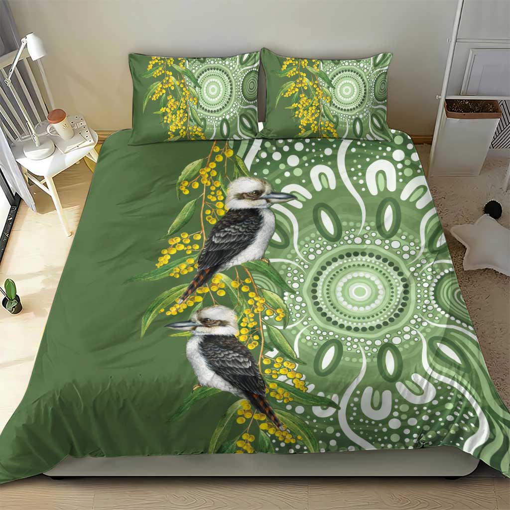 Aussie Kokaburra Golden Wattle Bedding Set Aboriginal with National Color