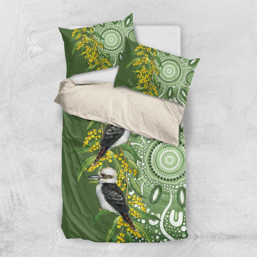 Aussie Kokaburra Golden Wattle Bedding Set Aboriginal with National Color