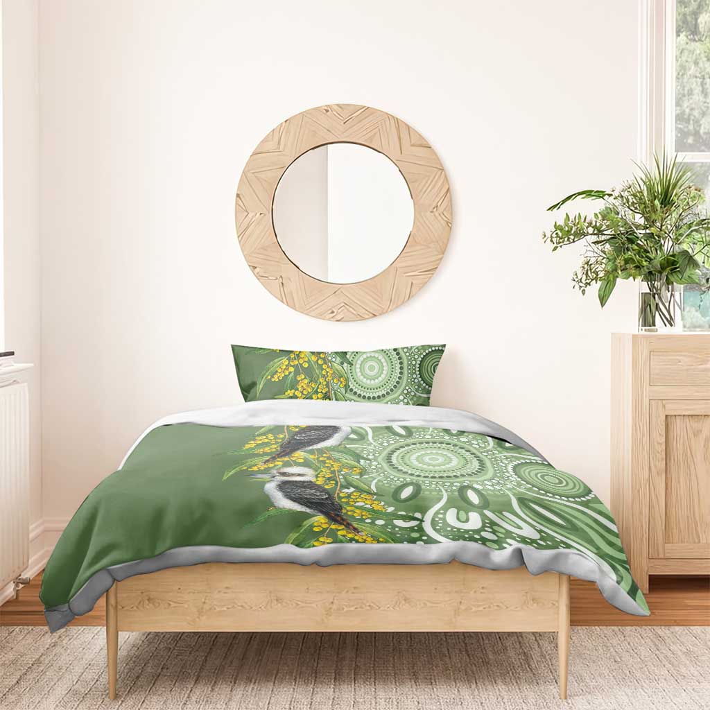 Aussie Kokaburra Golden Wattle Bedding Set Aboriginal with National Color