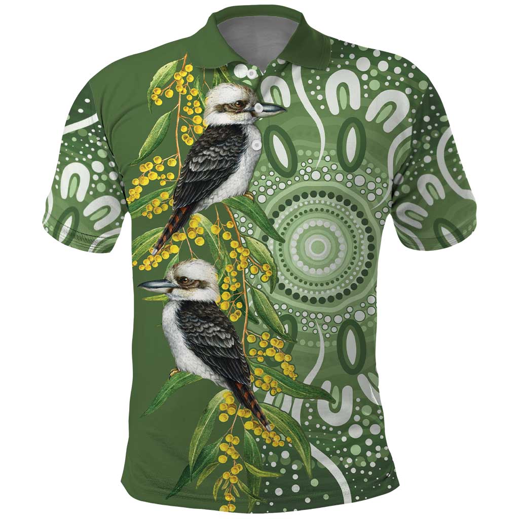 Aussie Kokaburra Golden Wattle Polo Shirt Aboriginal with National Color