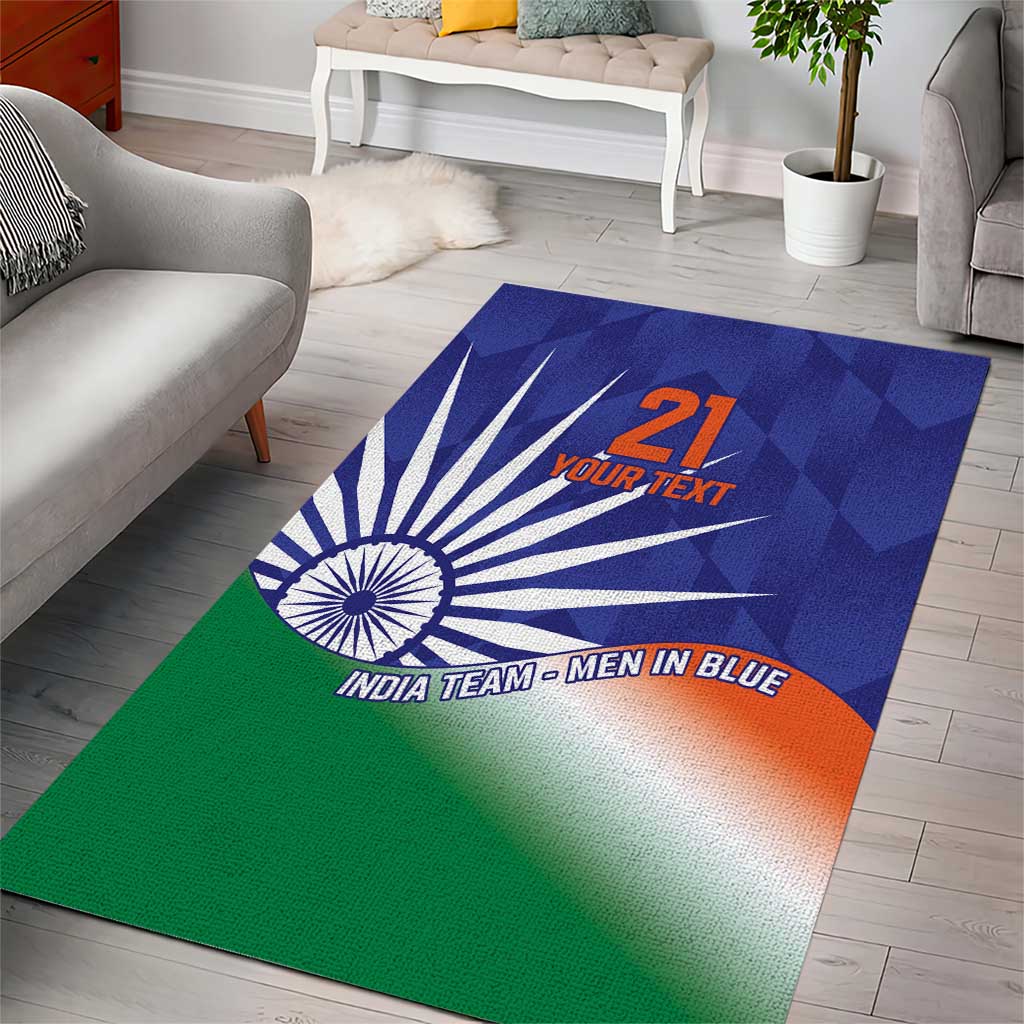 India Cricket Custom Area Rug Ashoka Chakra with Flag Style