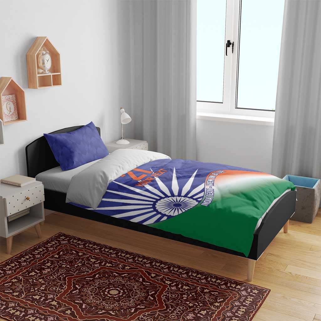 India Cricket Custom Bedding Set Ashoka Chakra with Flag Style