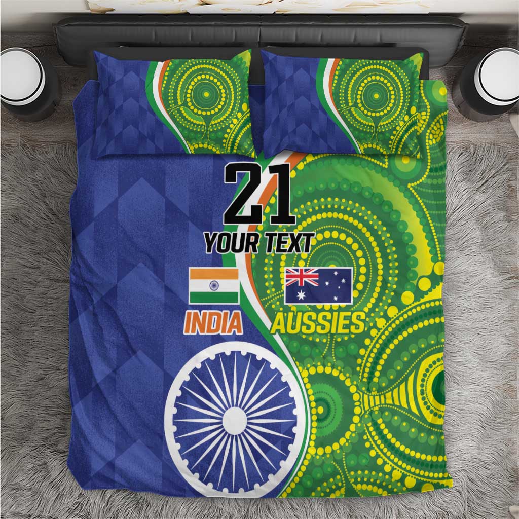 India Vs Australian Cricket Custom Bedding Set Ashoka Chakra and Aboriginal Together