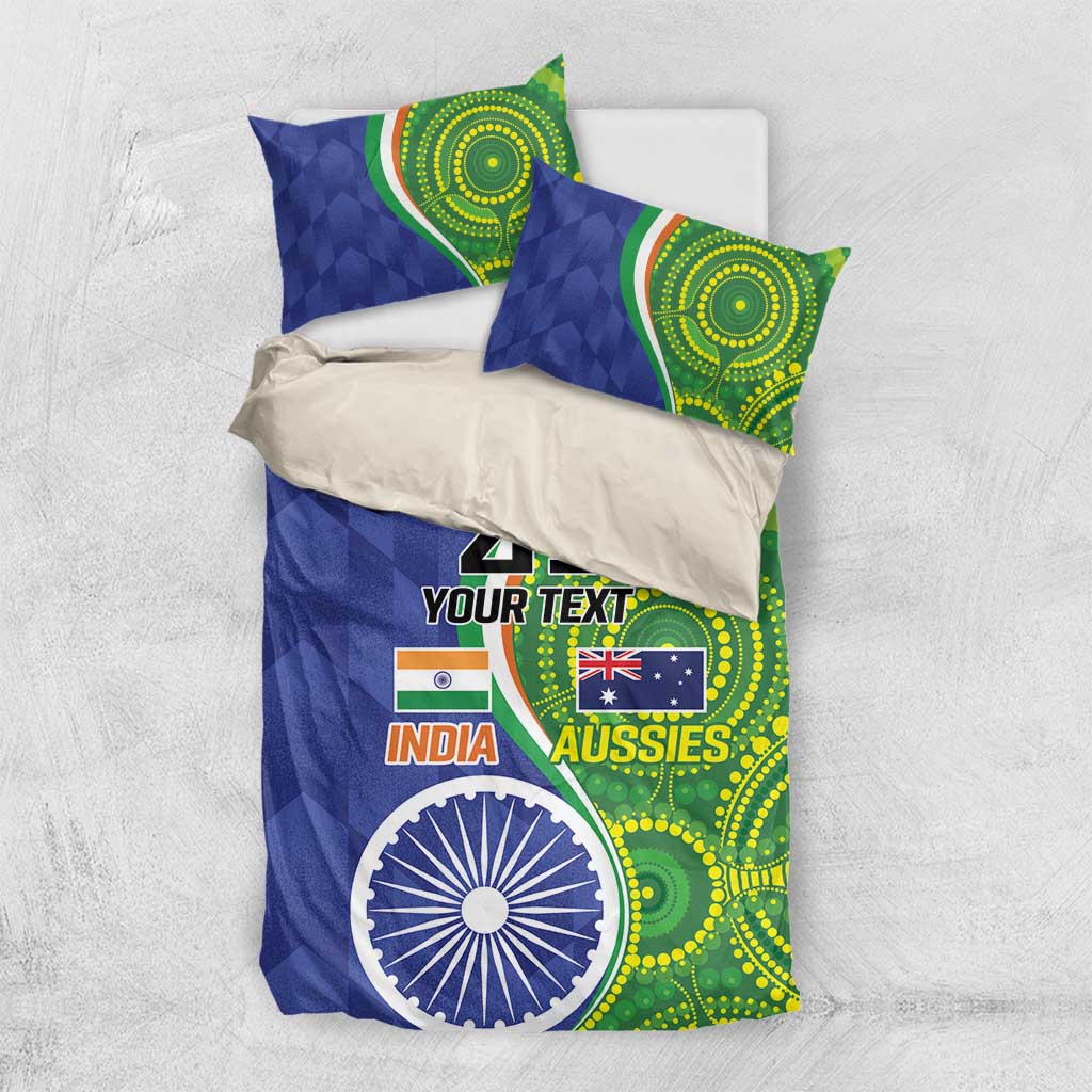 India Vs Australian Cricket Custom Bedding Set Ashoka Chakra and Aboriginal Together