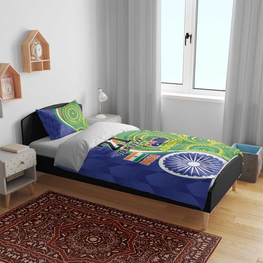 India Vs Australian Cricket Custom Bedding Set Ashoka Chakra and Aboriginal Together