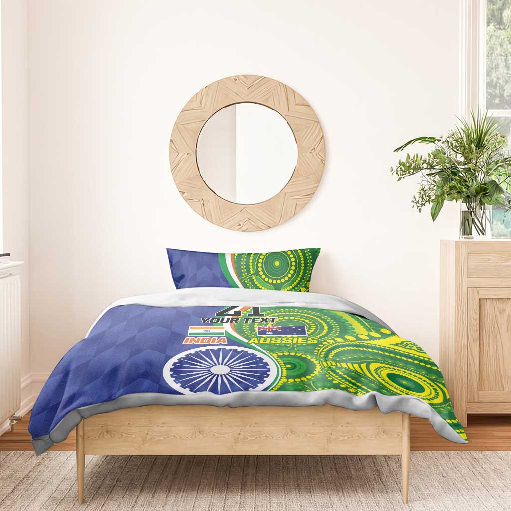 India Vs Australian Cricket Custom Bedding Set Ashoka Chakra and Aboriginal Together