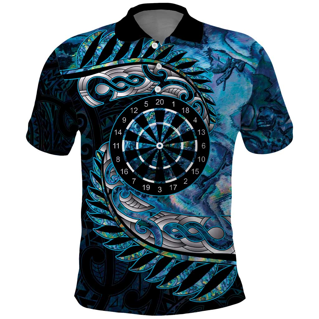 New Zealand Darts Personalised Polo Shirt Aotearoa Silver Fern Blue Papua Shell Spirit