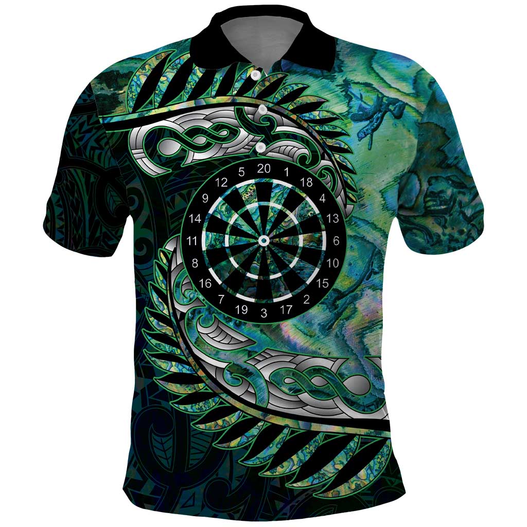 New Zealand Darts Personalised Polo Shirt Aotearoa Silver Fern Green Papua Shell Spirit