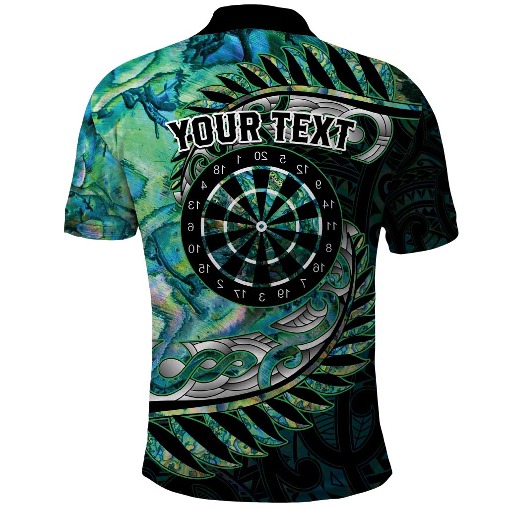 New Zealand Darts Personalised Polo Shirt Aotearoa Silver Fern Green Papua Shell Spirit