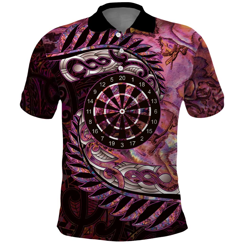 New Zealand Darts Personalised Polo Shirt Aotearoa Silver Fern Pink Papua Shell Spirit