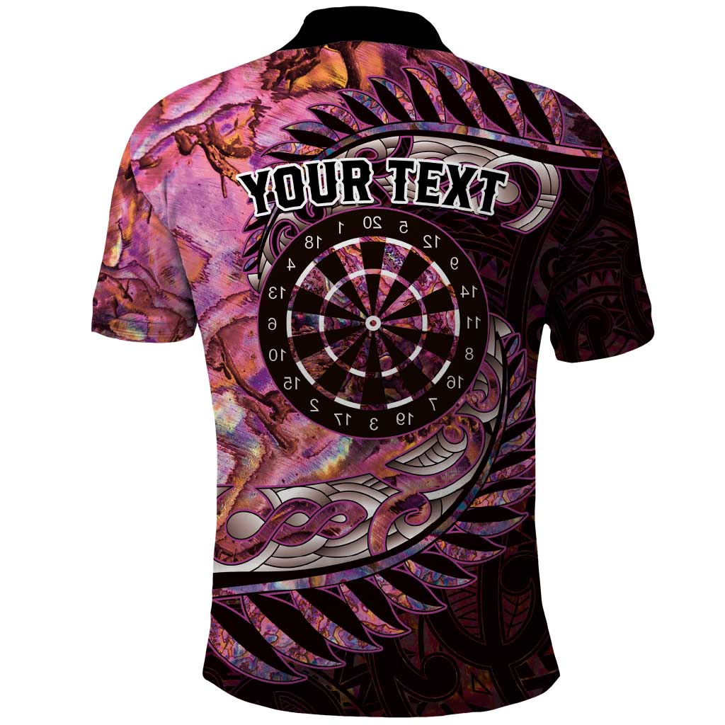 New Zealand Darts Personalised Polo Shirt Aotearoa Silver Fern Pink Papua Shell Spirit