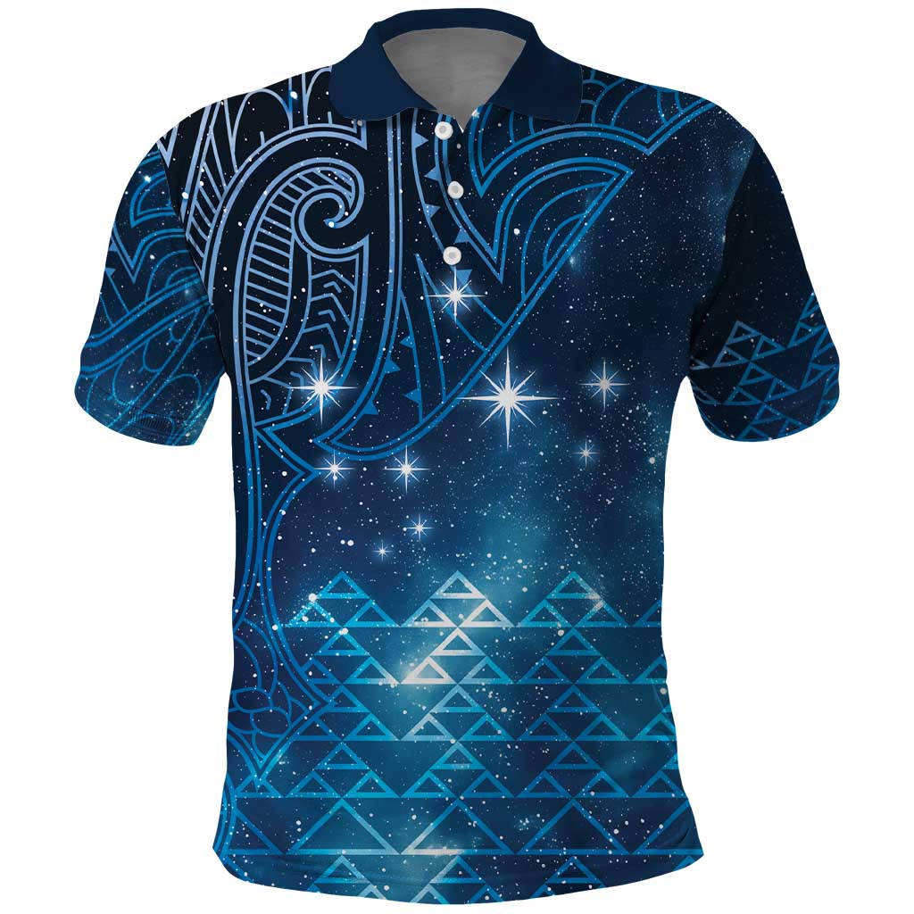 New Zealand Matariki Polo Shirt Taniko Aramoana With Maori Galaxy Sky Night