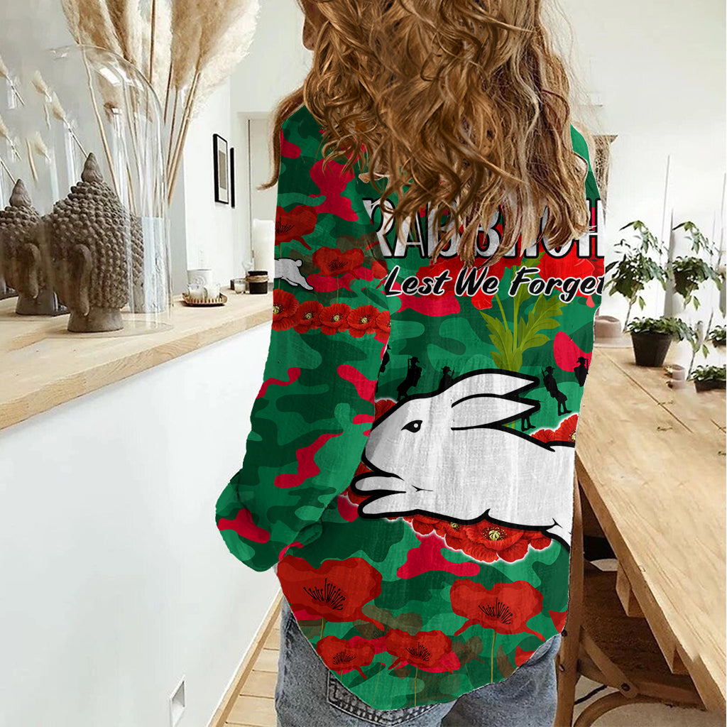 Rabbitohs Rugby ANZAC Women Casual Shirt Lest We Forget LT9