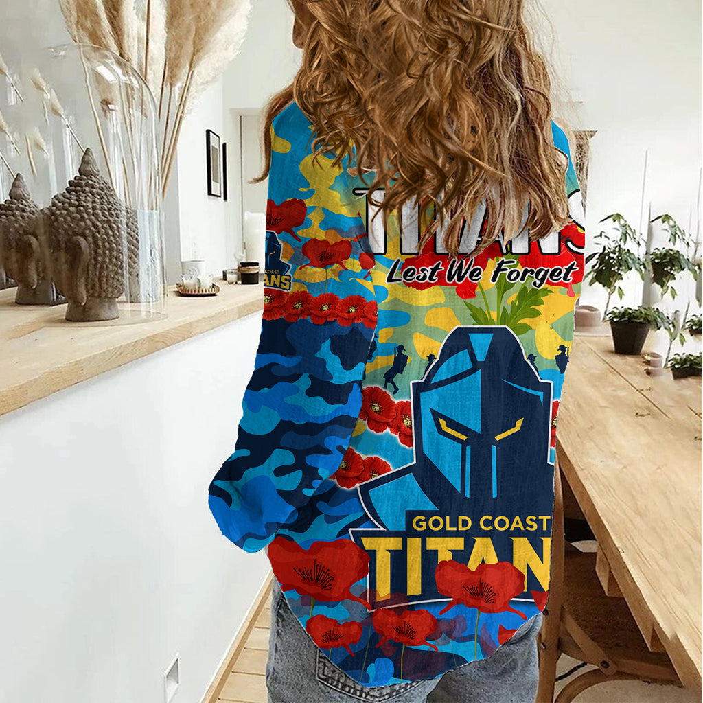 Titans Rugby ANZAC Women Casual Shirt Lest We Forget LT9