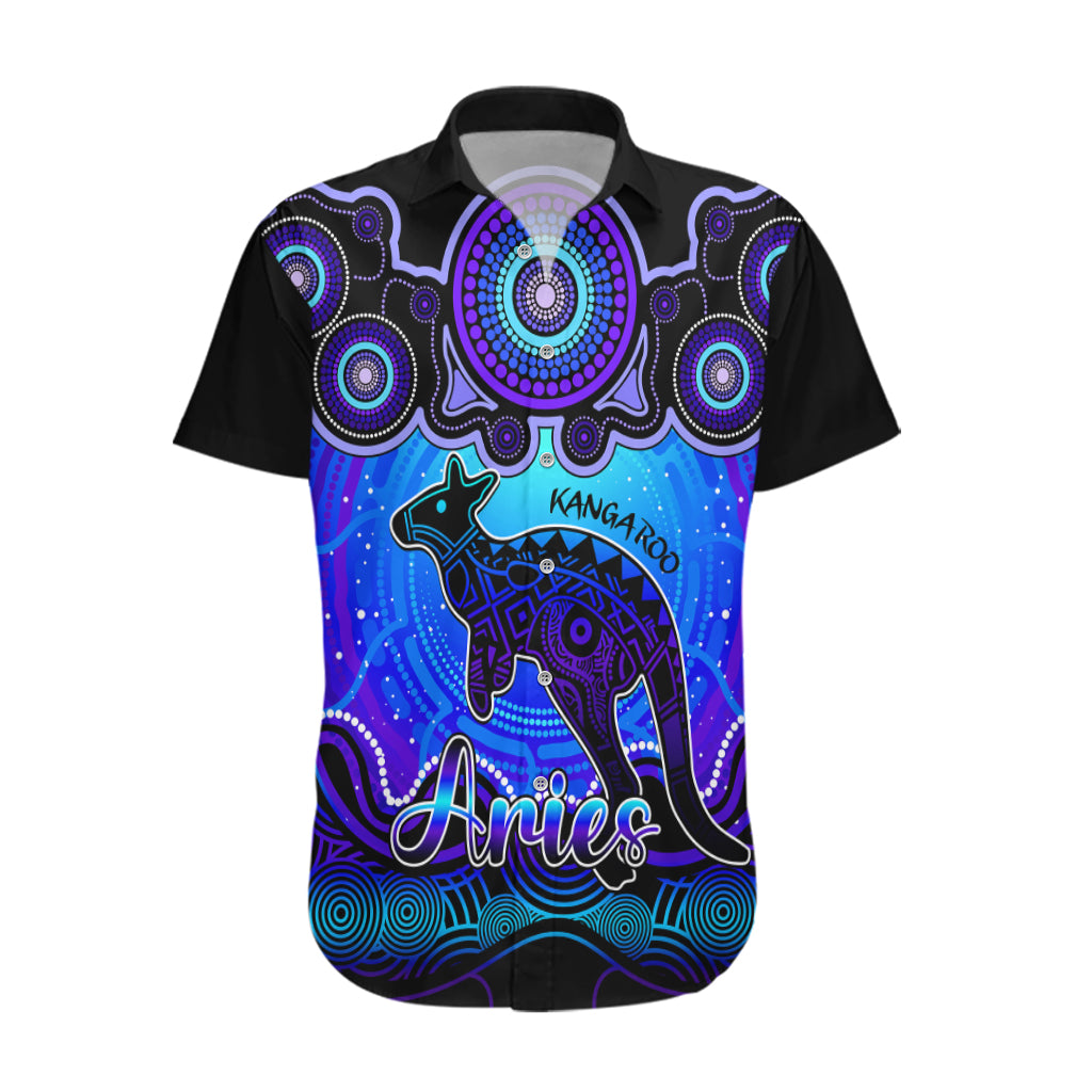 personalised-australia-aries-kangaroo-zodiac-hawaiian-shirt-auz-astrology-aboriginal-blue