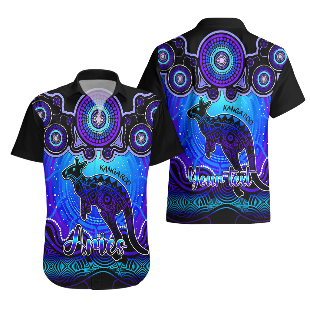 personalised-australia-aries-kangaroo-zodiac-hawaiian-shirt-auz-astrology-aboriginal-blue