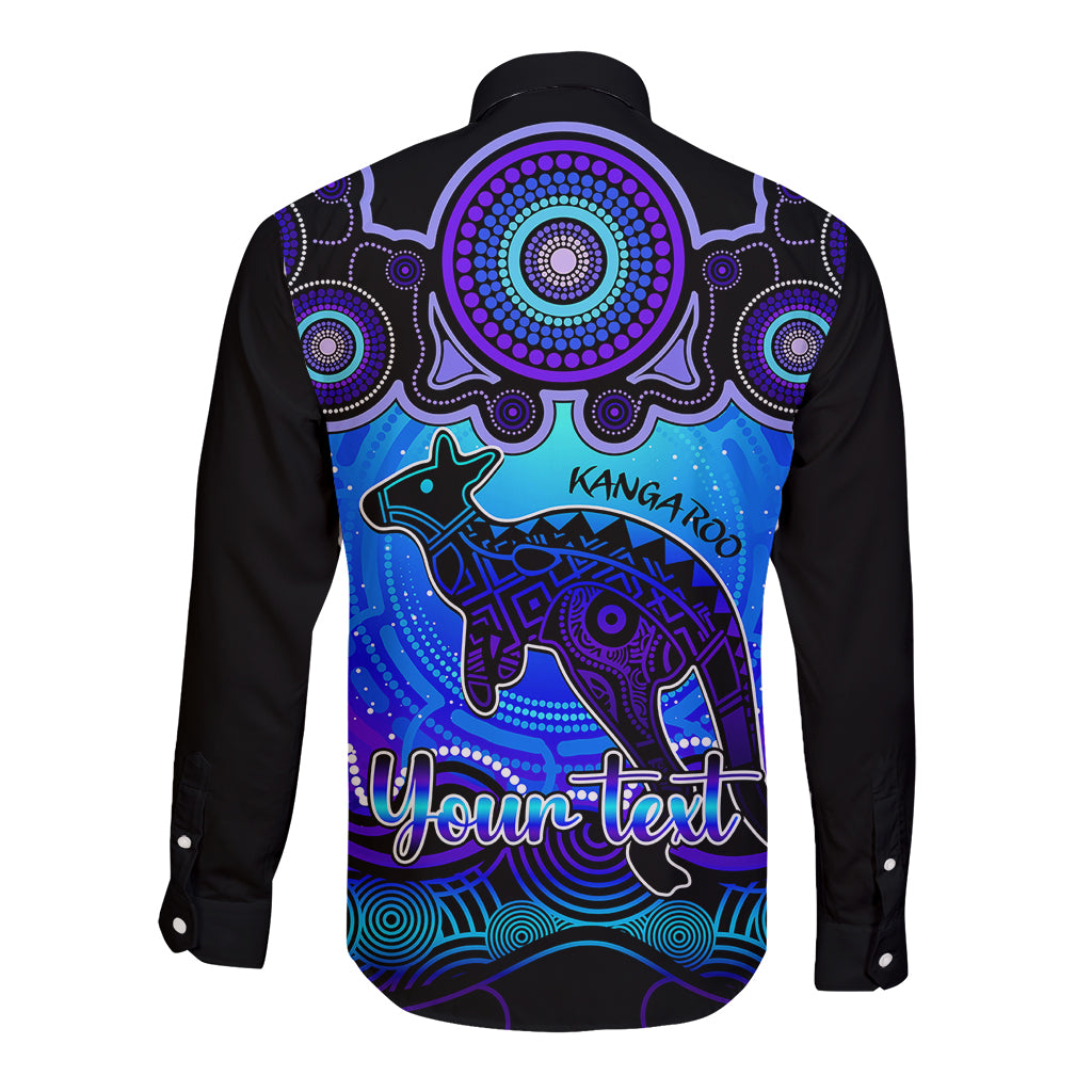 personalised-australia-aries-kangaroo-zodiac-long-sleeve-button-shirt-auz-astrology-aboriginal-blue