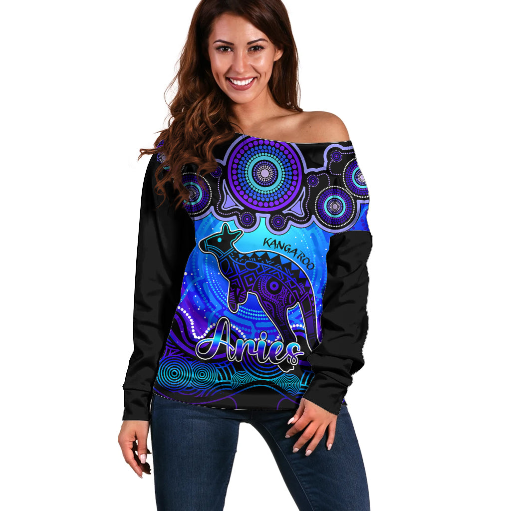 personalised-australia-aries-kangaroo-zodiac-off-shoulder-sweater-auz-astrology-aboriginal-blue