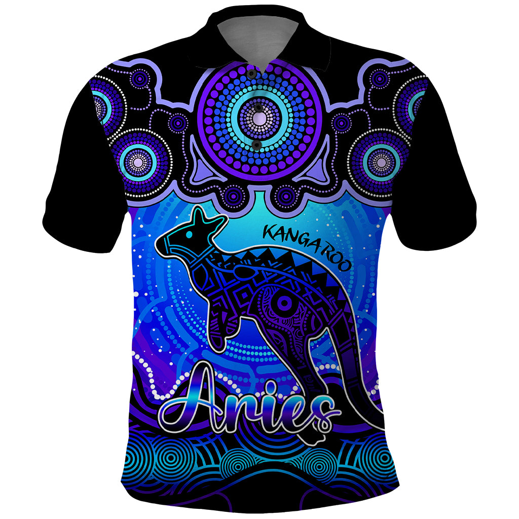 personalised-australia-aries-kangaroo-zodiac-polo-shirt-auz-astrology-aboriginal-blue