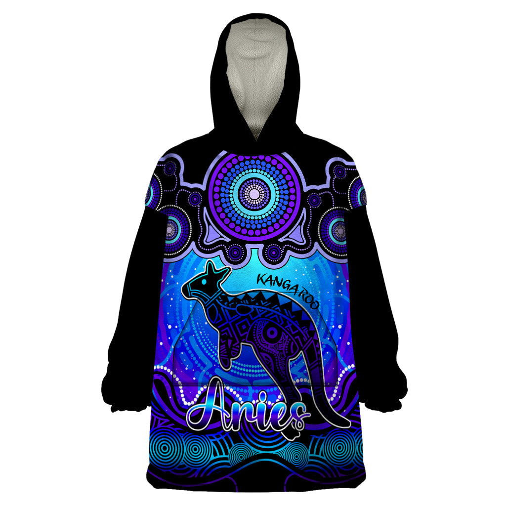 personalised-australia-aries-kangaroo-zodiac-wearable-blanket-hoodie-auz-astrology-aboriginal-blue