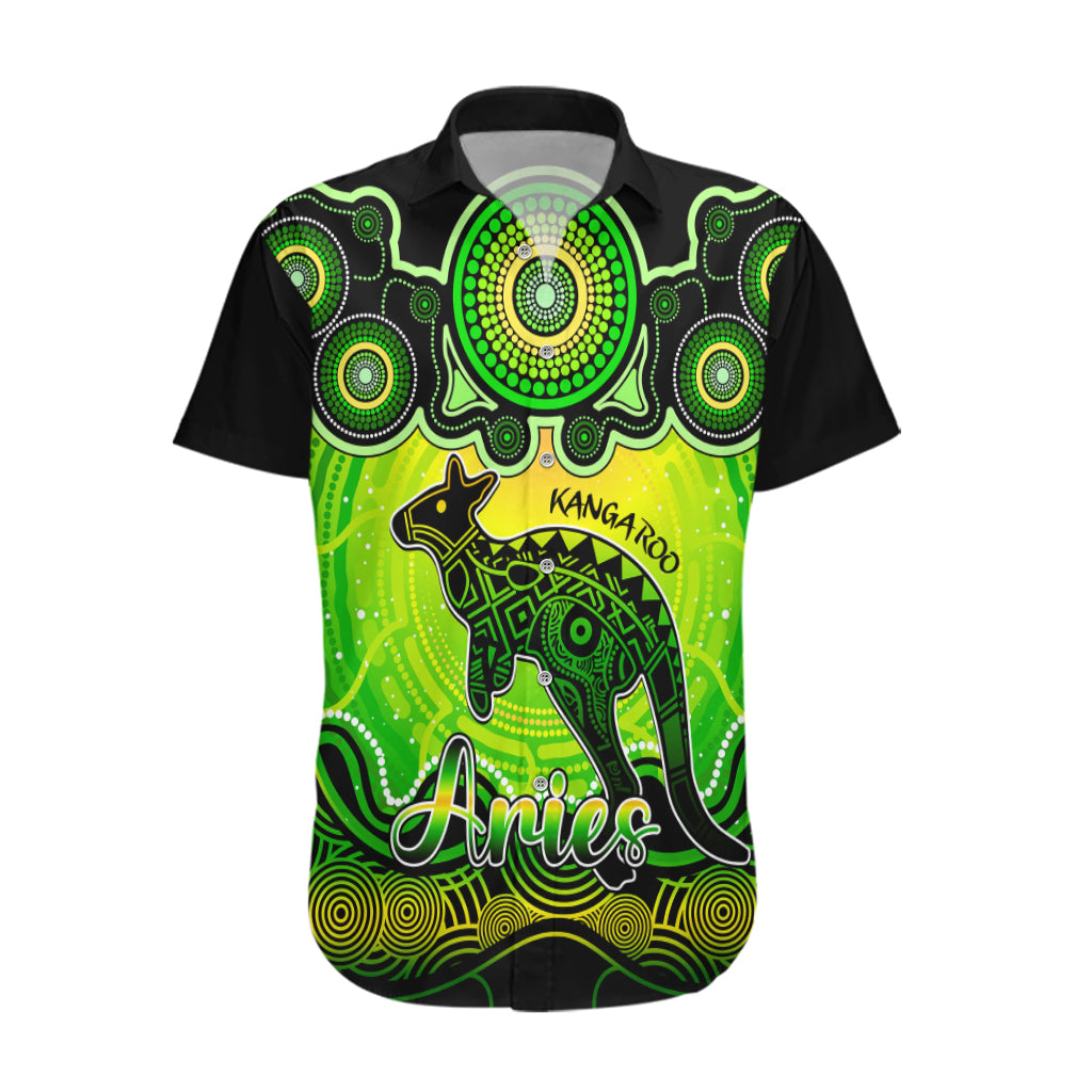 personalised-australia-aries-kangaroo-zodiac-hawaiian-shirt-auz-astrology-aboriginal-green